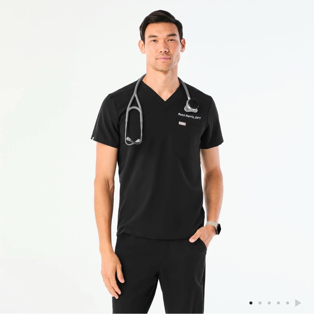 Figs Men's Black V-Neck Scrub Shirt